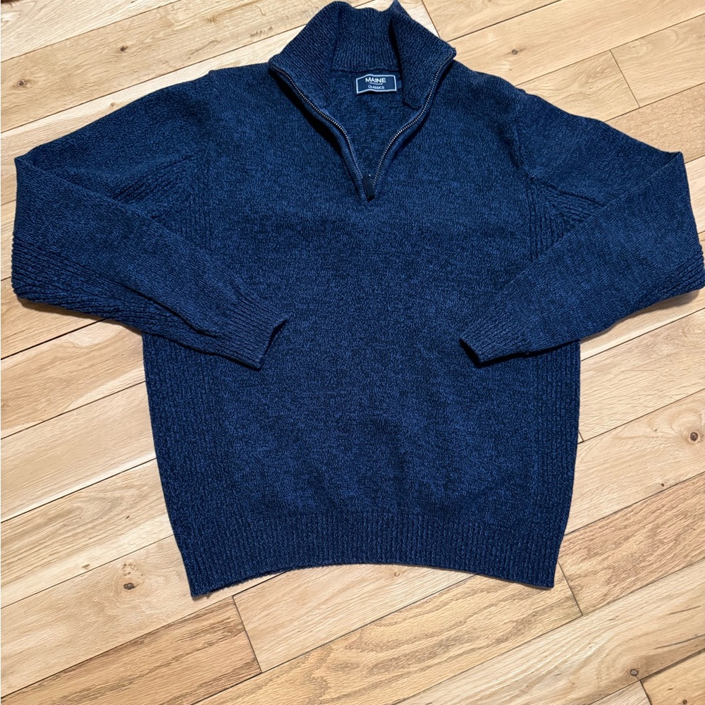 Maine New England Classics Men’s Quarter-Zip Sweater – Size L – Navy